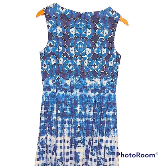 Talbots Sleeveless Blue Fit & Flare Dress - Picture 5 of 10